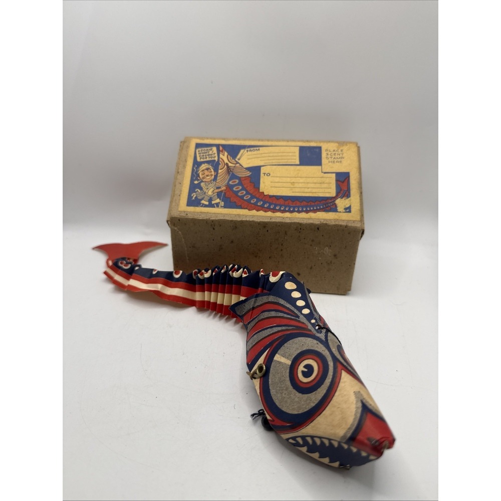 Vintage Wiggle Fish Leister Toy Co Origami In Box Ohio USA